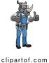 Vector Illustration of Cartoon Rhino Construction Mascot Handyman by AtStockIllustration