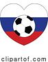 Vector Illustration of Cartoon Russia Russian Flag Soccer Football Heart by AtStockIllustration