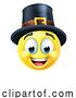 Vector Illustration of Cartoon Thanksgiving Pilgrim Emoticon Emoji Icon by AtStockIllustration