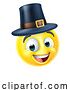 Vector Illustration of Cartoon Thanksgiving Pilgrim Emoticon Emoji Icon by AtStockIllustration