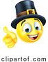 Vector Illustration of Cartoon Thanksgiving Pilgrim Emoticon Emoji Icon by AtStockIllustration