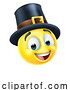 Vector Illustration of Cartoon Thanksgiving Pilgrim Emoticon Emoji Icon by AtStockIllustration