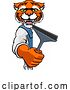 Vector Illustration of Cartoon Tiger Car or Window Cleaner Holding Squeegee by AtStockIllustration