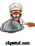 Vector Illustration of Cartoon Tiger Chef Mascot Sign Character by AtStockIllustration