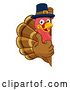 Vector Illustration of Cartoon Turkey Pilgrim Hat Thanksgiving Character by AtStockIllustration