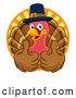 Vector Illustration of Cartoon Turkey Pilgrim Hat Thanksgiving Character by AtStockIllustration