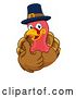 Vector Illustration of Cartoon Turkey Pilgrim Hat Thanksgiving Character by AtStockIllustration