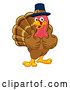 Vector Illustration of Cartoon Turkey Pilgrim Hat Thanksgiving Character by AtStockIllustration