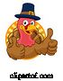 Vector Illustration of Cartoon Turkey Pilgrim Hat Thanksgiving Character by AtStockIllustration