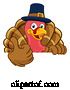 Vector Illustration of Cartoon Turkey Pilgrim Hat Thanksgiving Character by AtStockIllustration