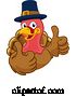 Vector Illustration of Cartoon Turkey Pilgrim Hat Thanksgiving Character by AtStockIllustration