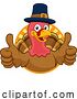 Vector Illustration of Cartoon Turkey Pilgrim Hat Thanksgiving Character by AtStockIllustration