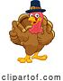 Vector Illustration of Cartoon Turkey Pilgrim Hat Thanksgiving Character by AtStockIllustration