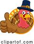 Vector Illustration of Cartoon Turkey Pilgrim Hat Thanksgiving Character by AtStockIllustration