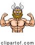 Vector Illustration of Cartoon Viking Barbarian Mascot Muscle Strong Cartoon by AtStockIllustration