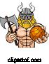 Vector Illustration of Cartoon Viking Basketball Sports Mascot by AtStockIllustration