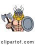 Vector Illustration of Cartoon Viking Warrior Mascot by AtStockIllustration