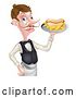 Vector Illustration of Cartoon Waiter Butler Holding Hotdog and Fries by AtStockIllustration