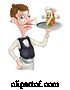 Vector Illustration of Cartoon Waiter Butler Holding Kebab Mascot by AtStockIllustration