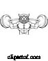 Vector Illustration of Cartoon Wildcat Mascot Weight Lifting Body Builder by AtStockIllustration