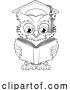 Vector Illustration of Cartoon Wise Owl Old Teacher Reading Book by AtStockIllustration