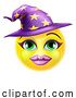 Vector Illustration of Cartoon Witch Emoticon Face Emoji Icon by AtStockIllustration