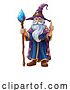 Vector Illustration of Cartoon Wizard Merlin Beard Magician Guy Character by AtStockIllustration