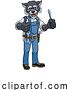 Vector Illustration of Cartoon Wolf Electrician Handyman Holding Screwdriver by AtStockIllustration