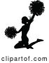 Vector Illustration of Cheerleader with Pom Poms Silhouette by AtStockIllustration