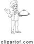 Vector Illustration of Chef Cook Baker Guy Holding Domed Tray by AtStockIllustration