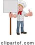 Vector Illustration of Chef Cook Baker Guy Holding Sign by AtStockIllustration