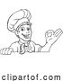 Vector Illustration of Chef Cook Baker Guy Peeking over Sign by AtStockIllustration