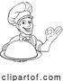 Vector Illustration of Chef Cook Baker Guy Peeking over Sign by AtStockIllustration