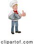 Vector Illustration of Chef Cook Guy Holding a Dome Tray by AtStockIllustration