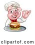 Vector Illustration of Chef Pig Holding a Cheeseburger on a Tray and Gesturing Perfect by AtStockIllustration