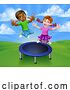 Vector Illustration of Children Jumping on a Round Trampoline by AtStockIllustration