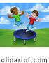 Vector Illustration of Children Jumping on a Round Trampoline by AtStockIllustration
