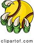 Vector Illustration of Claw Softball Baseball Ball Dragon Monster Hand by AtStockIllustration