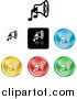 Vector Illustration of Colored Music Speaker Icon Buttons by AtStockIllustration