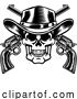 Vector Illustration of Cowboy Hat Pistols Skull Pirate Cross Bones by AtStockIllustration