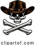 Vector Illustration of Cowboy Hat Western Skull Pirate Cross Bones by AtStockIllustration