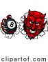 Vector Illustration of Devil Angry Pool 8 Ball Billiards Mascot by AtStockIllustration