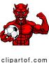 Vector Illustration of Devil Soccer Football Sports Mascot Holding Ball by AtStockIllustration