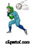 Vector Illustration of Dinosaur Baseball Player Mascot Swinging Bat by AtStockIllustration