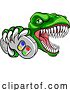 Vector Illustration of Dinosaur Gamer Video Game Controller Mascot by AtStockIllustration