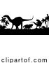 Vector Illustration of Dinosaur Silhouette Background Landscape Scene by AtStockIllustration