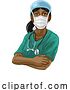 Vector Illustration of Doctor or Nurse Lady in Medical Scrubs and PPE by AtStockIllustration