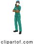 Vector Illustration of Doctor or Nurse Lady in Medical Scrubs and PPE by AtStockIllustration