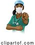 Vector Illustration of Doctor or Nurse Lady in Scrubs Uniform Pointing by AtStockIllustration