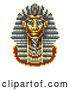 Vector Illustration of Egyptian Pharaoh Mask Icon Pixel Art by AtStockIllustration